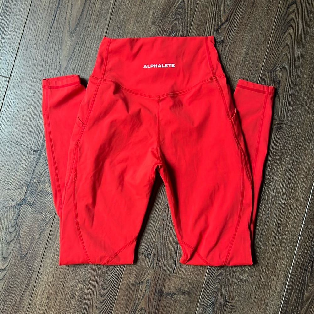 Alphalete Fire Red Leggings with Pockets